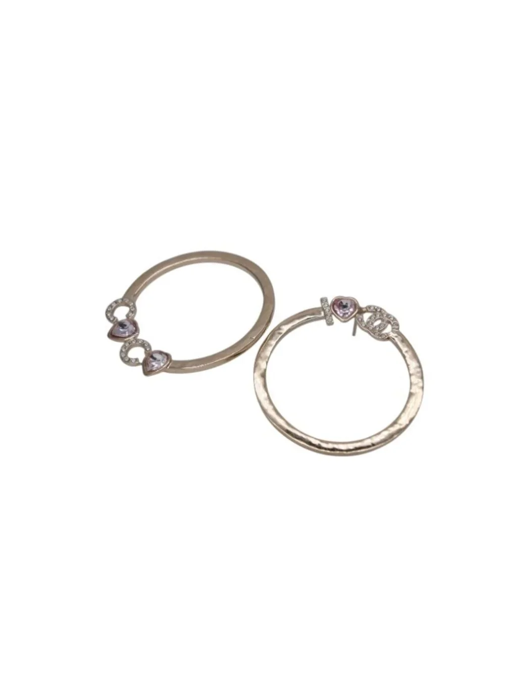 Chanel I Love Coco Heart Stone Earrings Metal Rhinestone Gold
